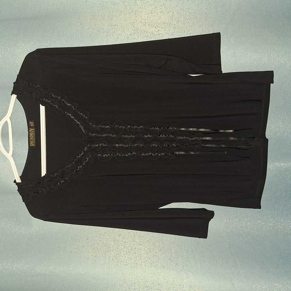 Picadilly Fashion‎ Black Blouse with Ruffle Detail